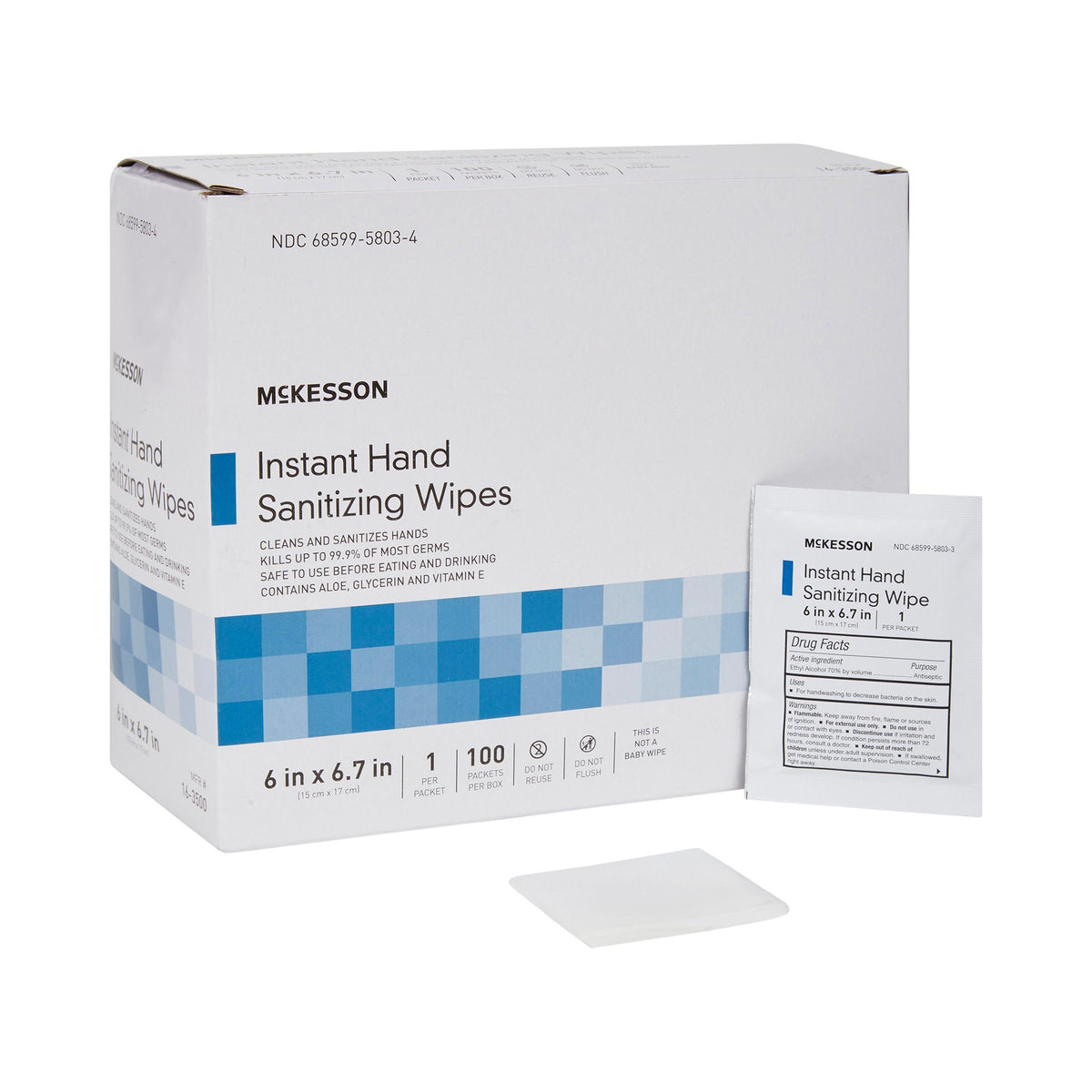 McKesson Hand Sanitizing Wipe Individual Packets, 100 per Box