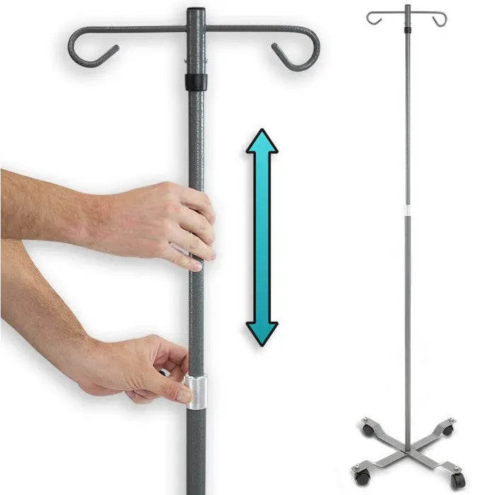 Dual IV Pole Stand Adjustable Steel 20lb Capacity Locking Wheels SupplyingSeniors.com