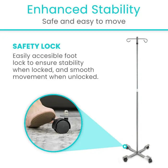 Dual IV Pole Stand Adjustable Steel 20lb Capacity Locking Wheels SupplyingSeniors.com