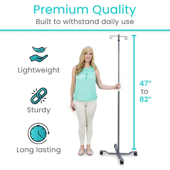 Dual IV Pole Stand Adjustable Steel 20lb Capacity Locking Wheels SupplyingSeniors.com