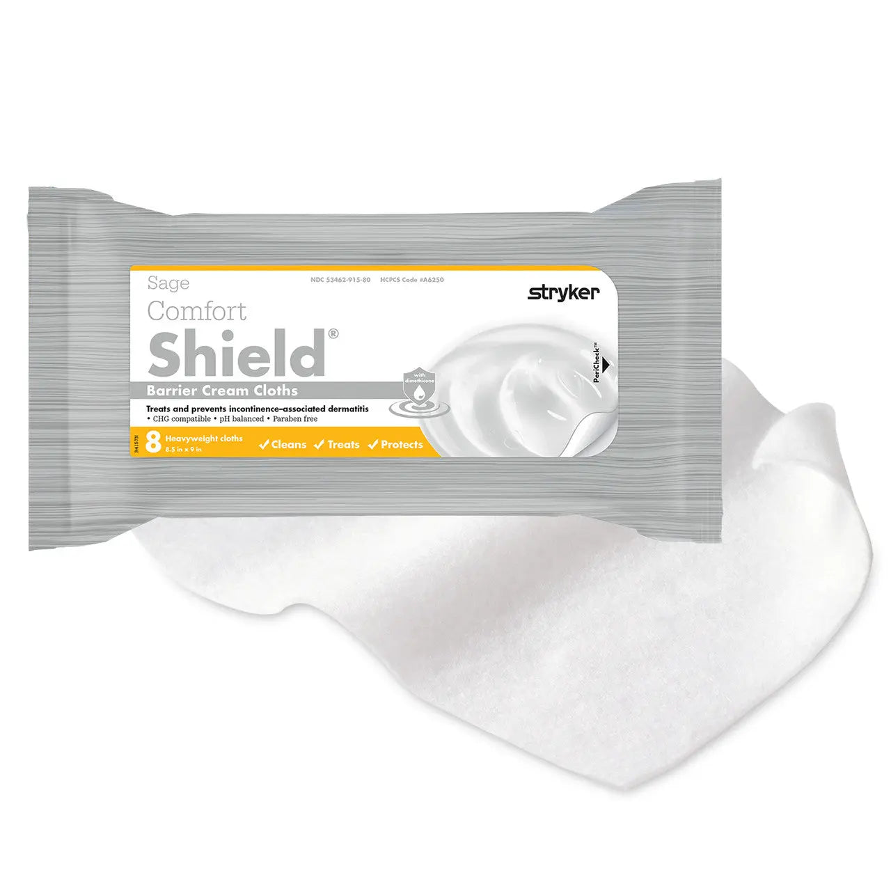 Sage Comfort Shield Barrier Cream Cloths - 8pk Large Supplying Seniors