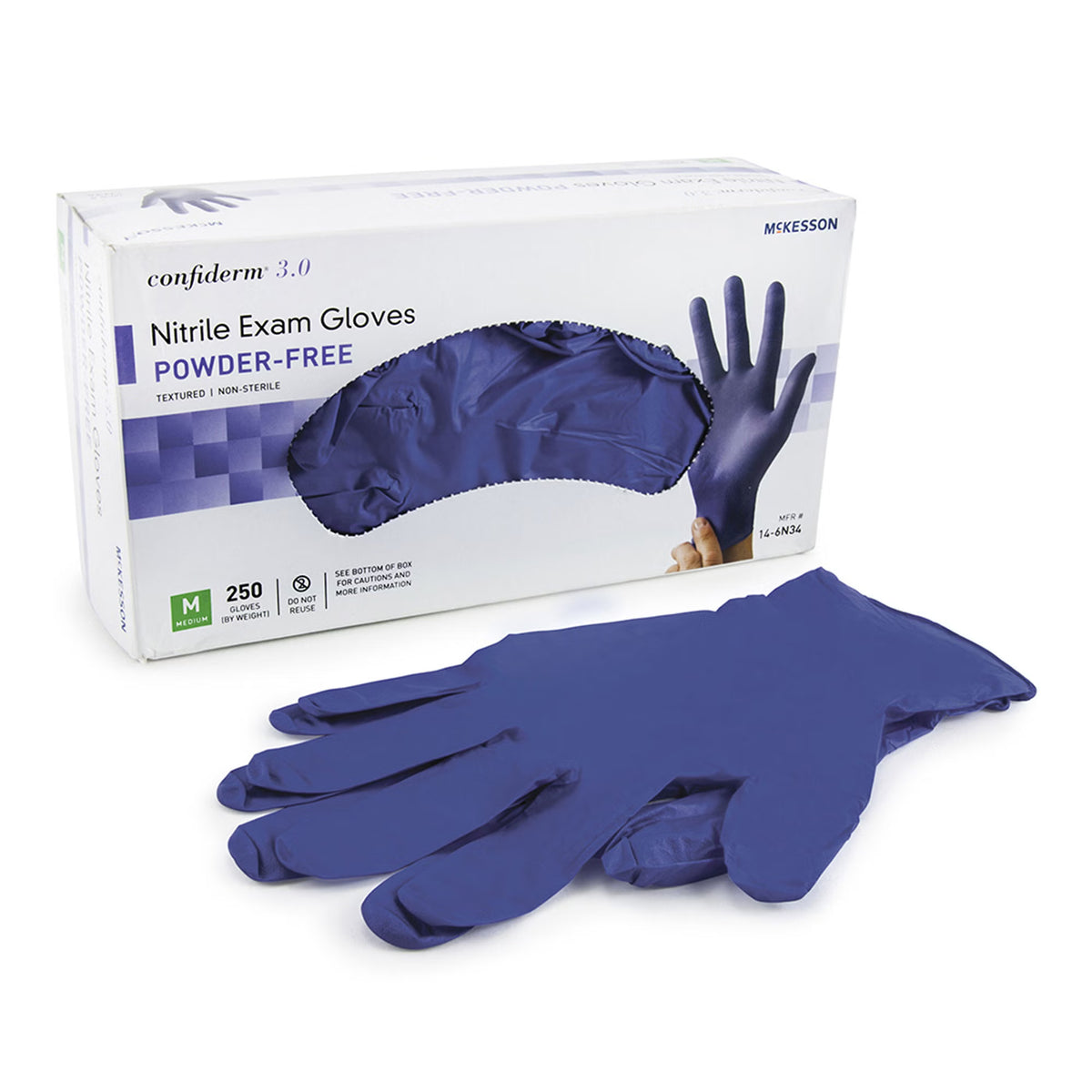 McKesson Confiderm 3.0 Exam Glove Nitrile Medium, 250 per Box