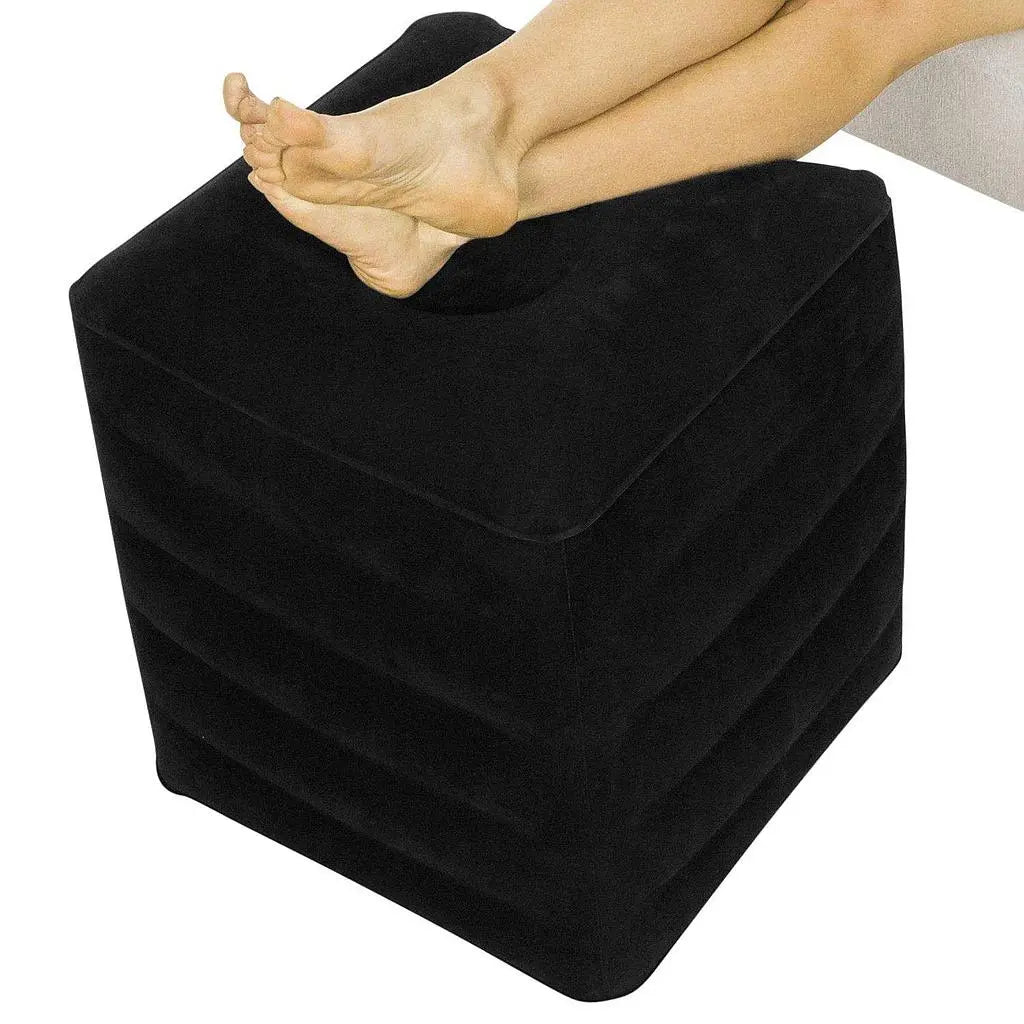 Inflatable Travel Pillow with Leg and Foot Black V2 SupplyingSeniors.com