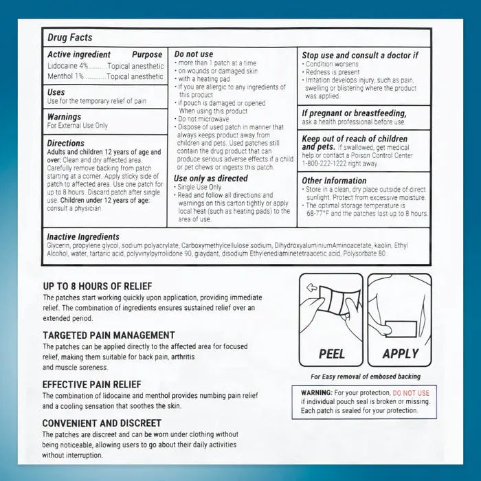 Dr. Pat's Lidocaine Patches 4% Supplying Seniors