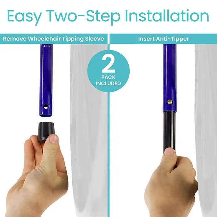 Wheelchair Anti Tippers Steel Straight Push Pin Installation SupplyingSeniors.com
