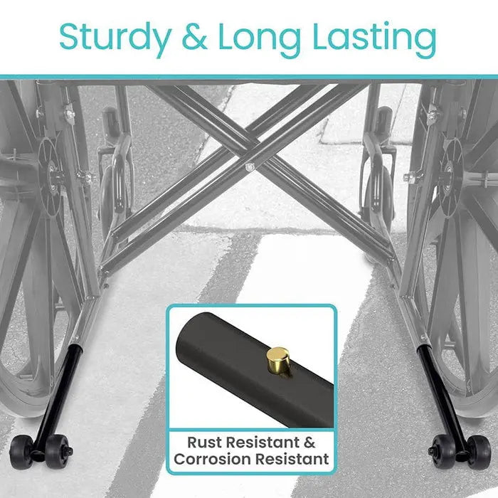 Wheelchair Anti Tippers Steel Straight Push Pin Installation SupplyingSeniors.com