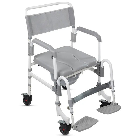 3-in-1 Shower Commode Transport Chair – Rolling Bathroom Safety Seat SupplyingSeniors.com