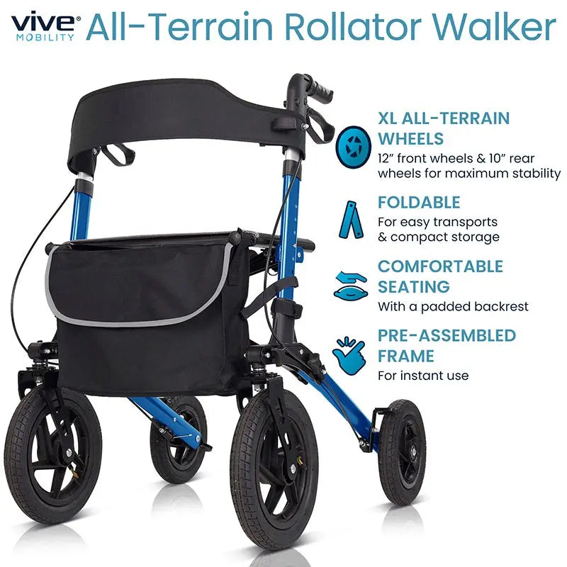 Sunstride All Terrain Rollator Walker – Large Wheels for Outdoor Mobility SupplyingSeniors.com