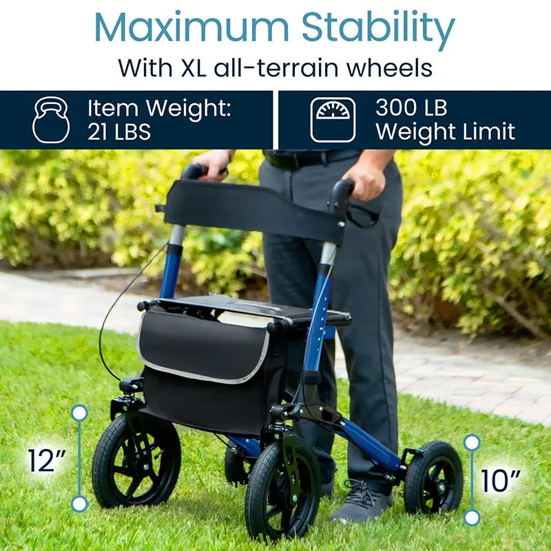 Sunstride All Terrain Rollator Walker – Large Wheels for Outdoor Mobility SupplyingSeniors.com