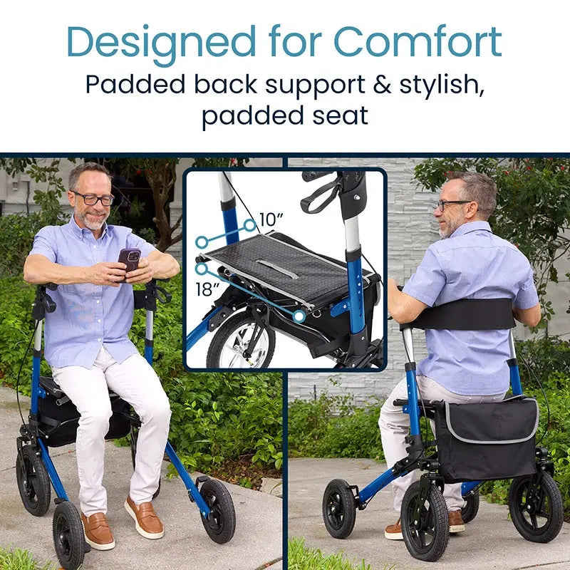 Sunstride All Terrain Rollator Walker – Large Wheels for Outdoor Mobility SupplyingSeniors.com