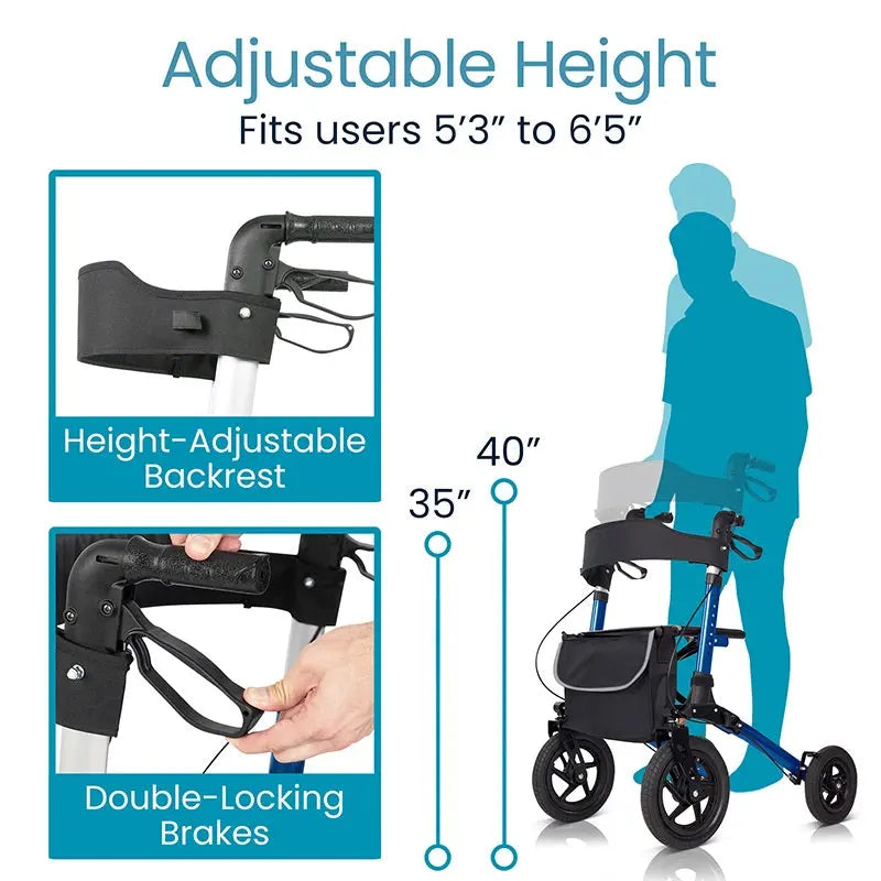Sunstride All Terrain Rollator Walker – Large Wheels for Outdoor Mobility SupplyingSeniors.com