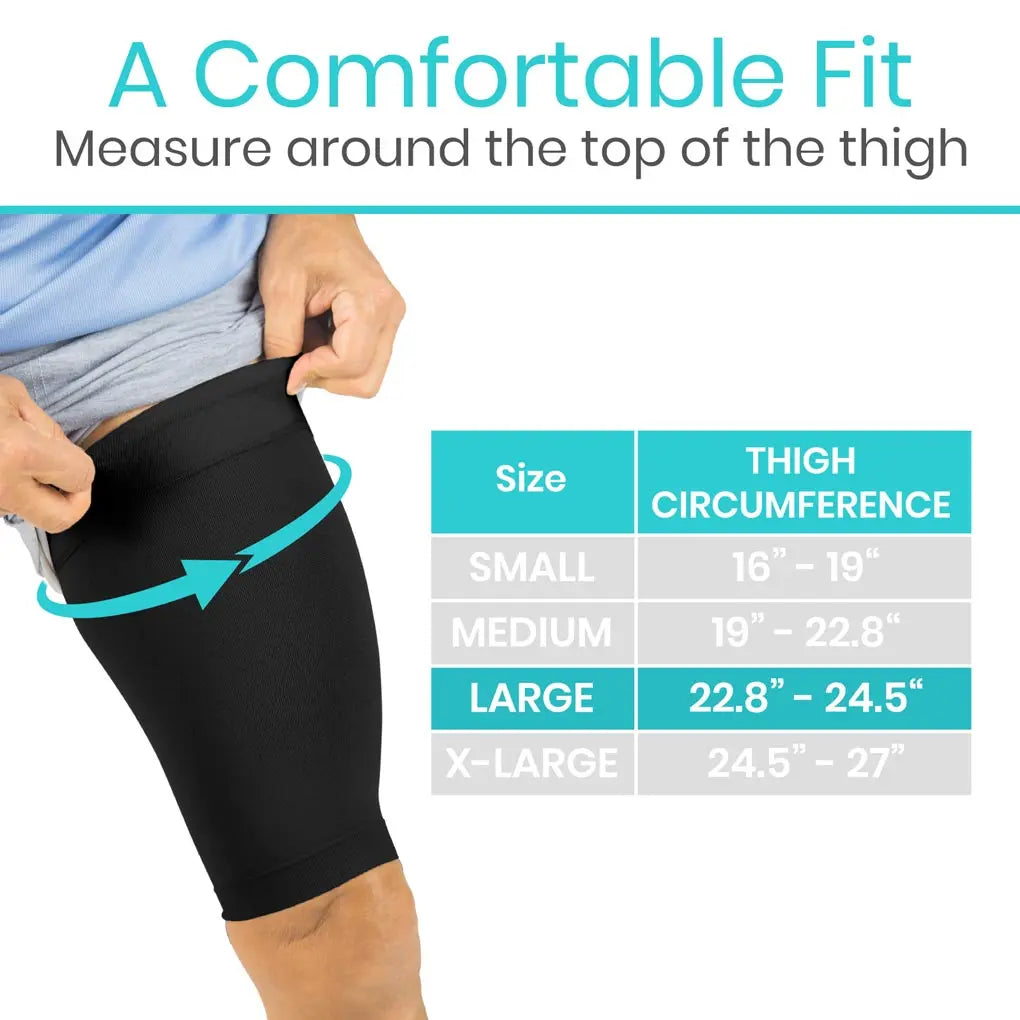 Thigh Compression Sleeve Black SupplyingSeniors.com