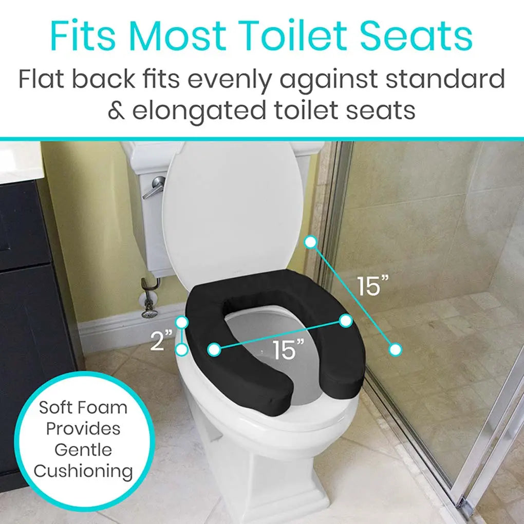 Cushioned Toilet Seat Riser Black 2" Soft SupplyingSeniors.com