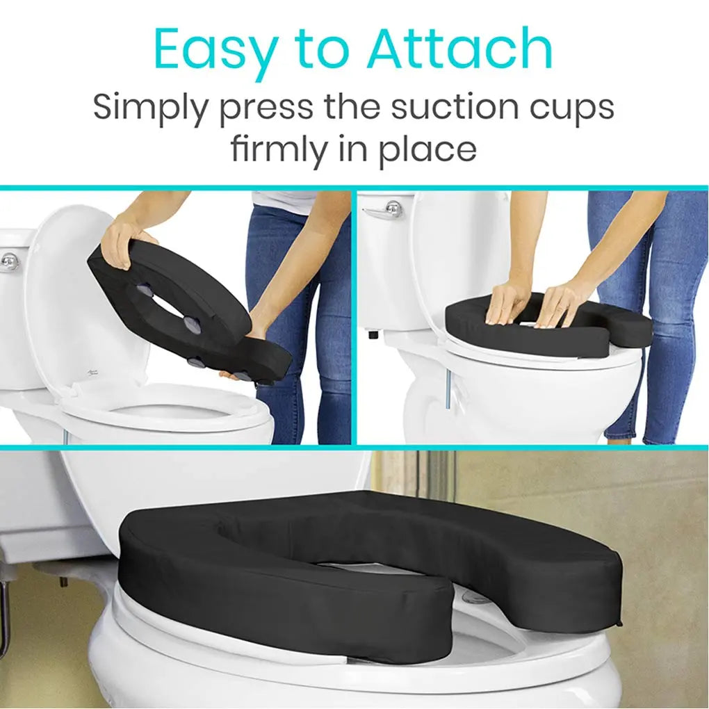 Cushioned Toilet Seat Riser Black 2" Soft SupplyingSeniors.com