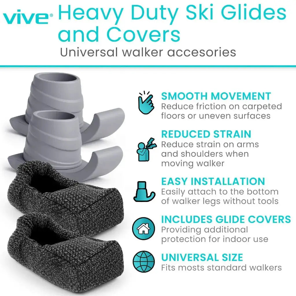 Walker Ski Glides and Covers Heavy Duty Supplying Seniors