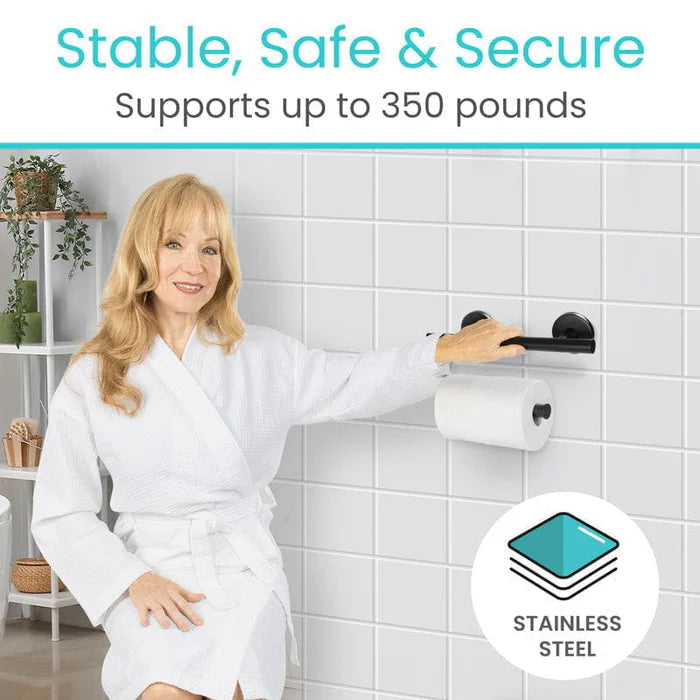 Metal Grab Bar With Toilet Paper Holder SupplyingSeniors.com