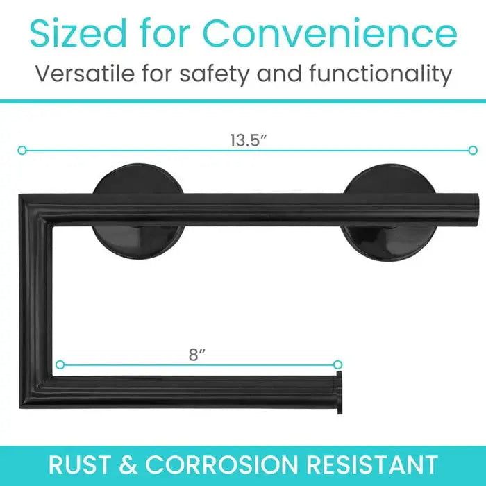 Stainless Steel Grab Bar Toilet Paper Holder 300lb SupplyingSeniors.com