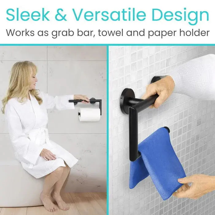 Stainless Steel Grab Bar Toilet Paper Holder 300lb SupplyingSeniors.com