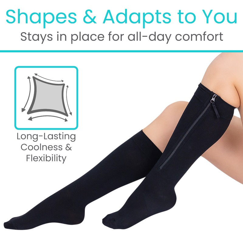 Zippered Knee High Compression Stockings 15-20mmHg - SupplyingSeniors.com