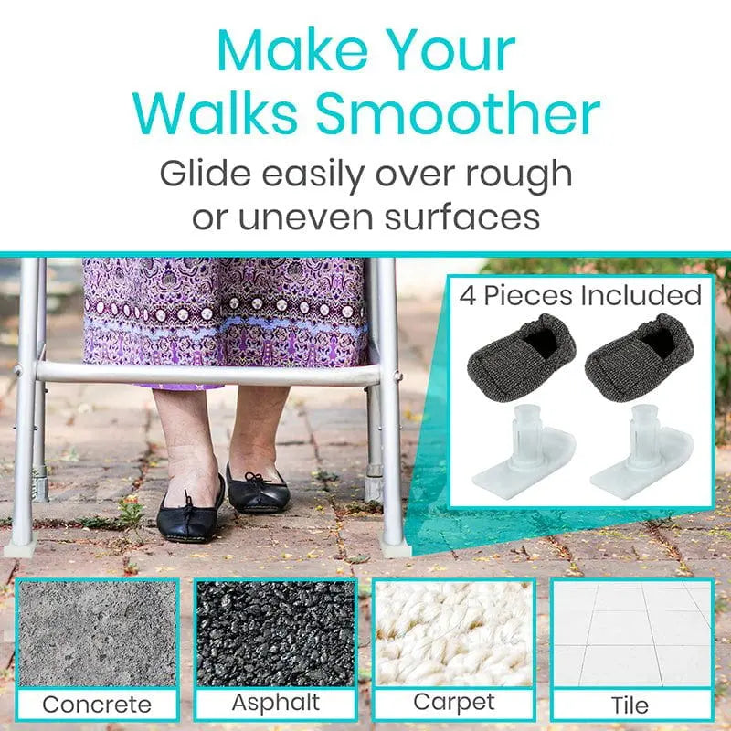 Walker Ski Glides Adjustable With Covers - SupplyingSeniors.com