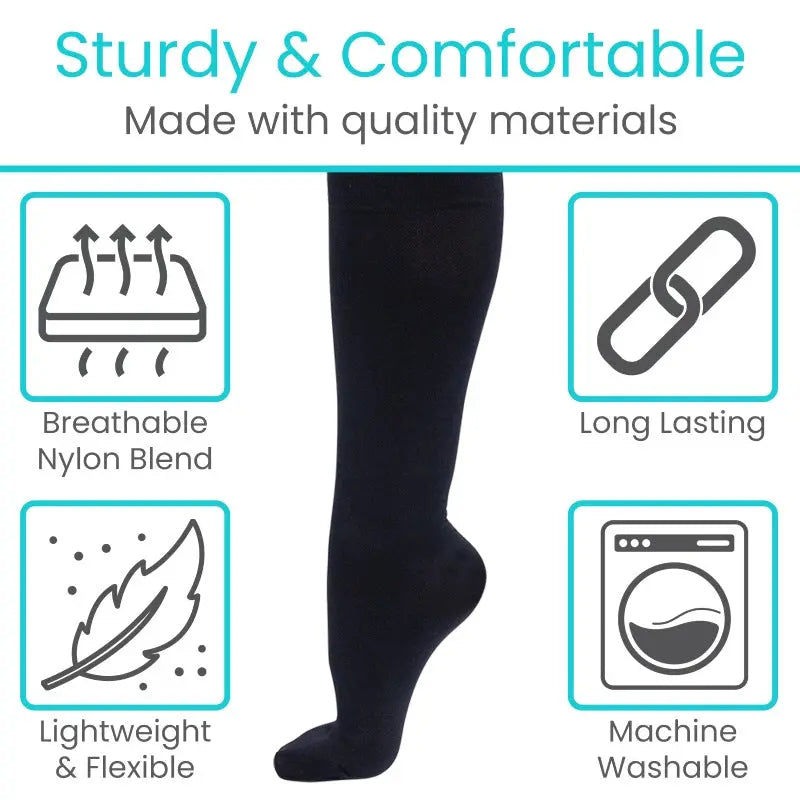Zippered Knee High Compression Stockings 15-20mmHg - SupplyingSeniors.com