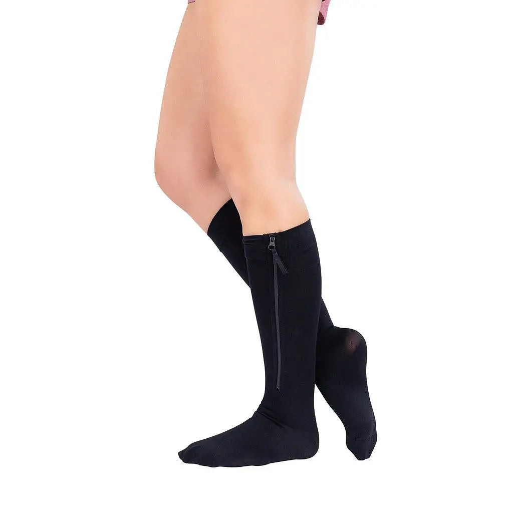 Zippered Knee High Compression Stockings 15-20mmHg - SupplyingSeniors.com