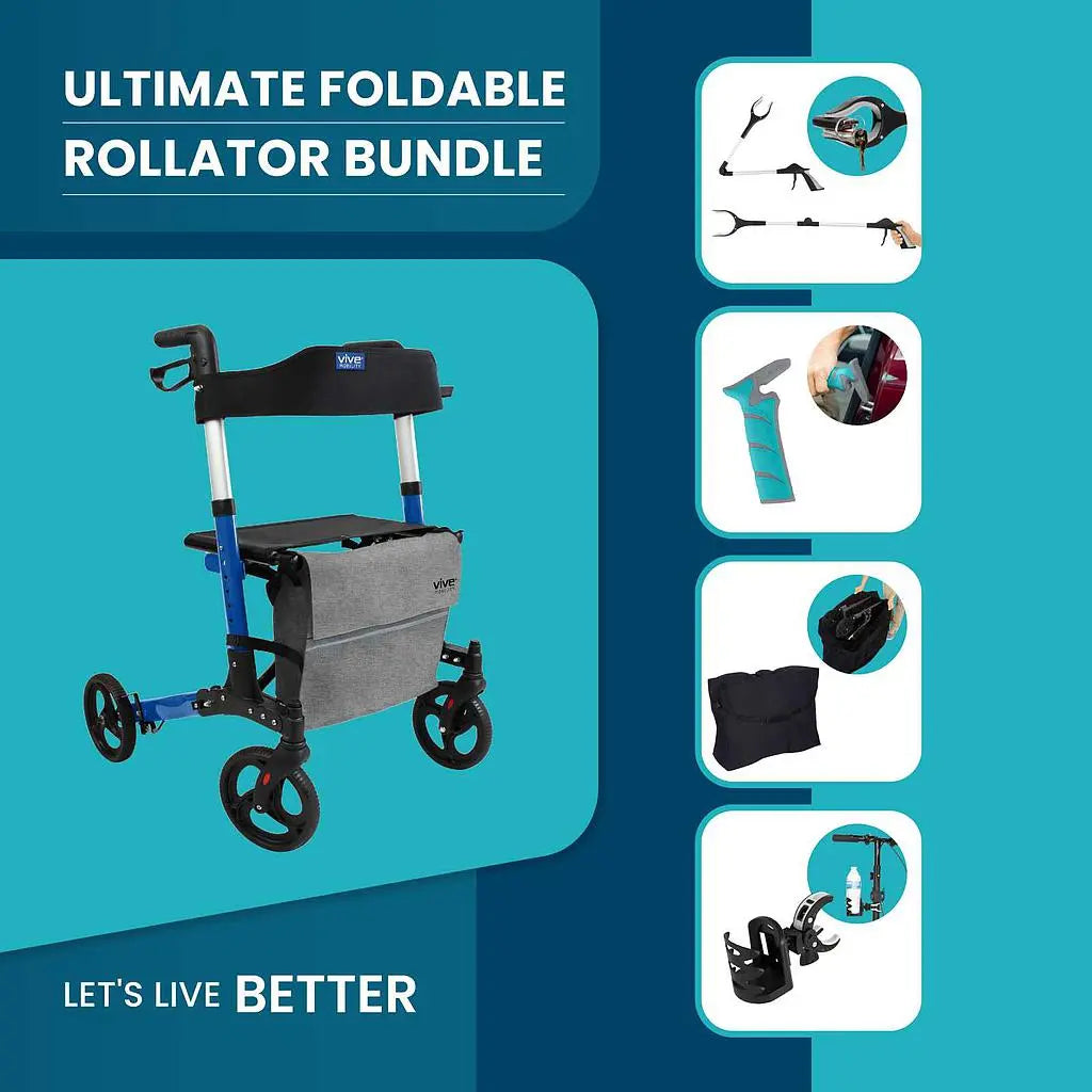 Ultimate Foldable Rollator Bundle - SupplyingSeniors.com