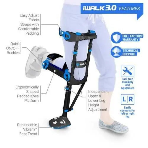 iWALK 3.0 Hands Free Crutch Knee Mobility Aid Non Weight Bearing SupplyingSeniors.com