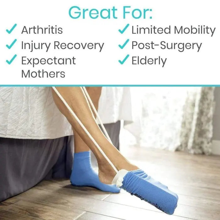 Sock Aid Helper Arthritis Mobility Assist Foam Handles Adjustable SupplyingSeniors.com