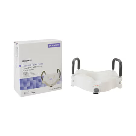 McKesson Raised Toilet Seat with Arms 5", Standard/Elongated, 300 lb Capacity