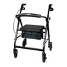 McKesson 4-Wheel Rollator Black, Folding Aluminum, Padded Seat, 300 lb Capacity