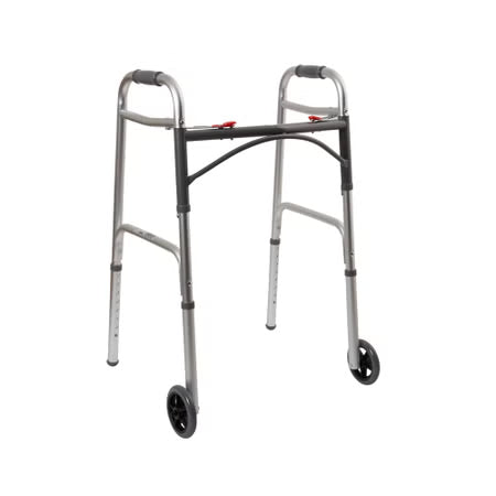 McKesson Dual Release Folding Walker with Wheels