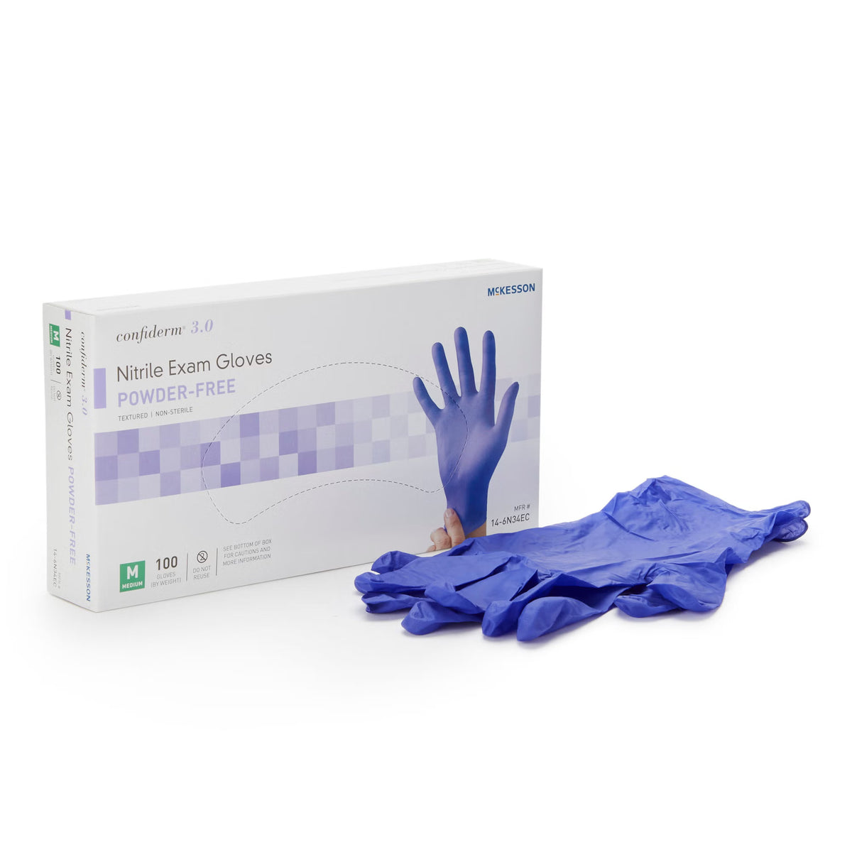 McKesson Confiderm 3.0 Exam Glove Nitrile Medium, 100 per Box