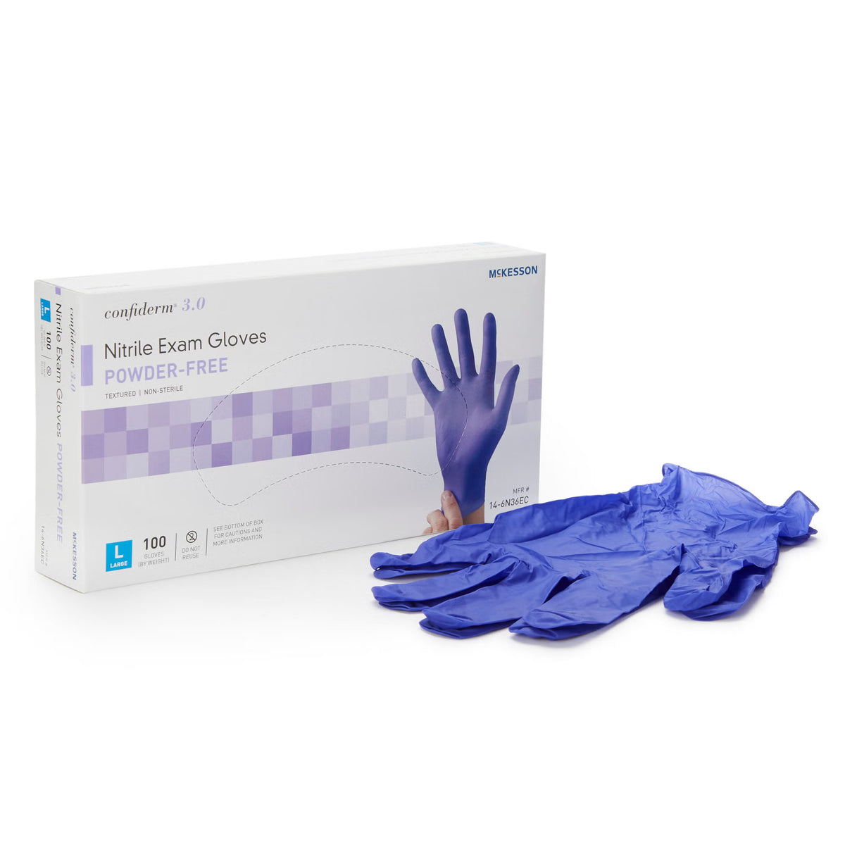 McKesson Confiderm 3.0 Exam Glove Nitrile Large, 100 per Box