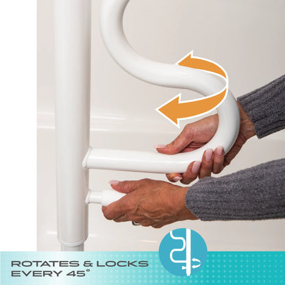 Stander. Wonder Bathtub Pole - With Pivoting Curve Grab Bar - White