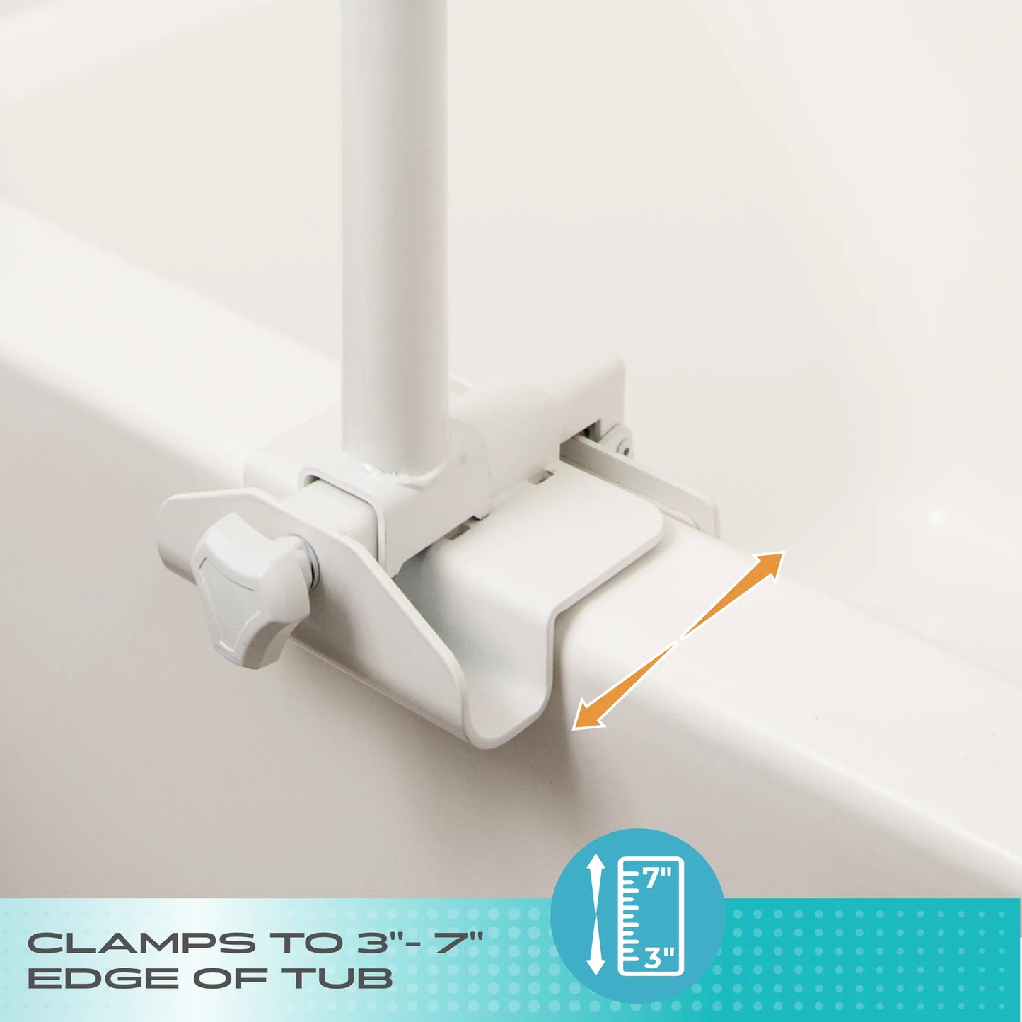 Stander. Wonder Bathtub Pole - With Pivoting Curve Grab Bar - White