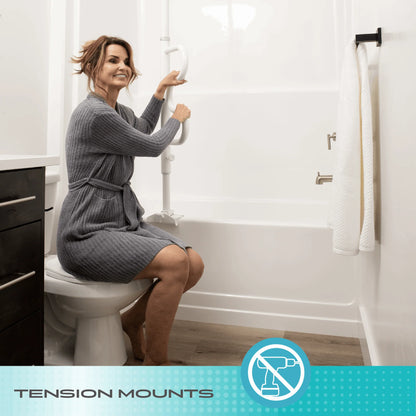 Stander. Wonder Bathtub Pole - With Pivoting Curve Grab Bar - White