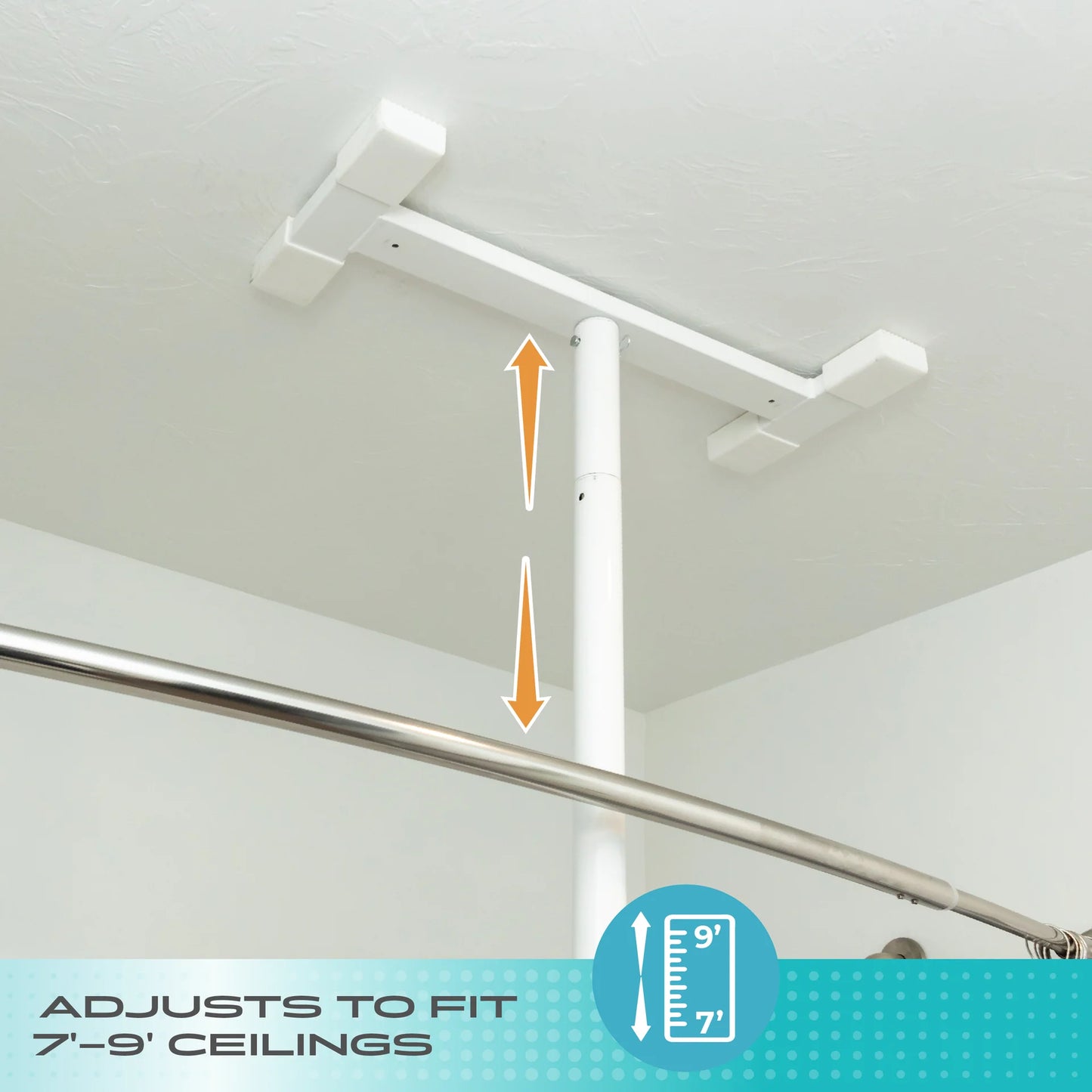 Stander. Wonder Bathtub Pole - With Pivoting Curve Grab Bar - White