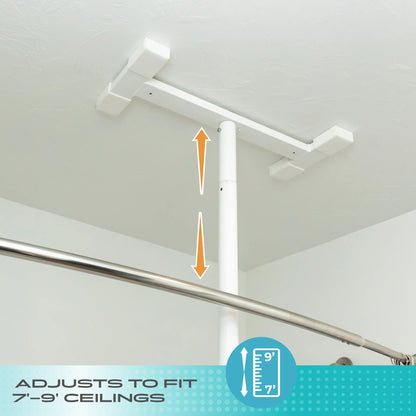 Stander. Wonder Bathtub Pole - With Pivoting Curve Grab Bar - White