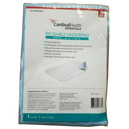 Reusable Underpad Cardinal Health™ Essentials 34 X 36 Inch Polyester / Rayon Moderate Absorbency
