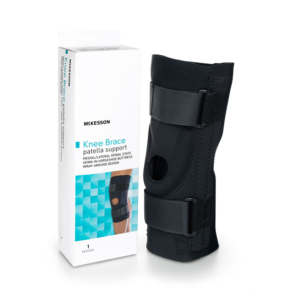 McKesson Pull-On Knee Brace with D-Ring Straps – Medium (18" - 20.5"), Left or Right Knee