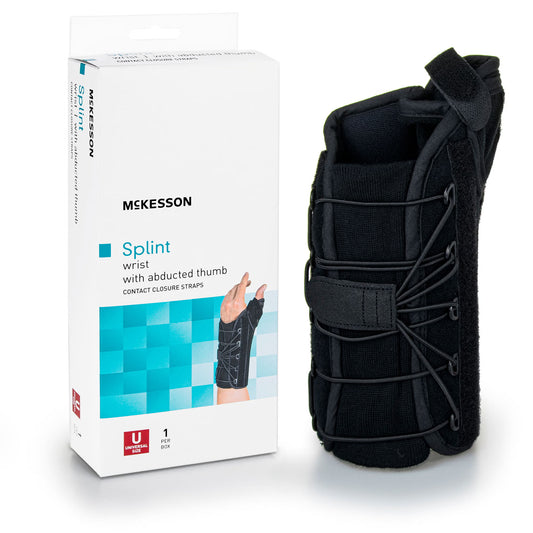 McKesson Thumb Spica Wrist Brace – Left Hand, Adjustable, Black, One Size Fits Most