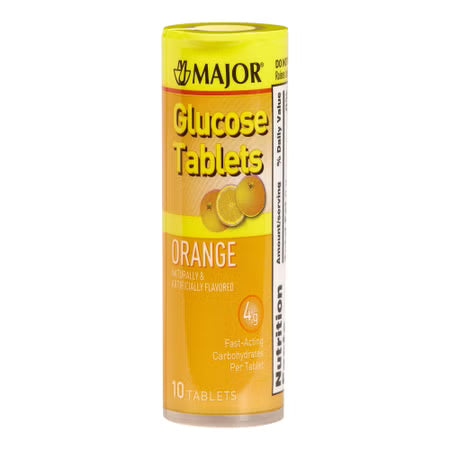 Ruby Glucose Tablets, Orange - 10 Count