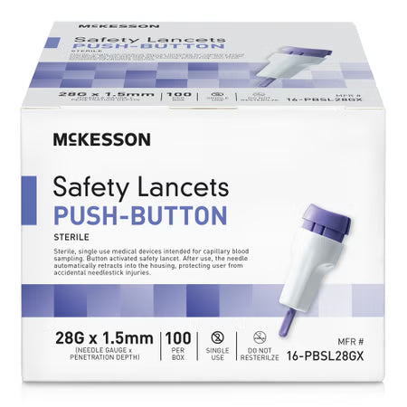 McKesson Safety Lancets, 28 Gauge - 100 Count