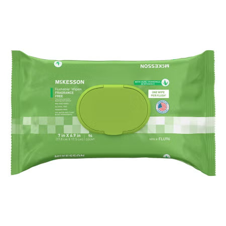 McKesson Flushable Personal Wipes, Unscented - 96 Count