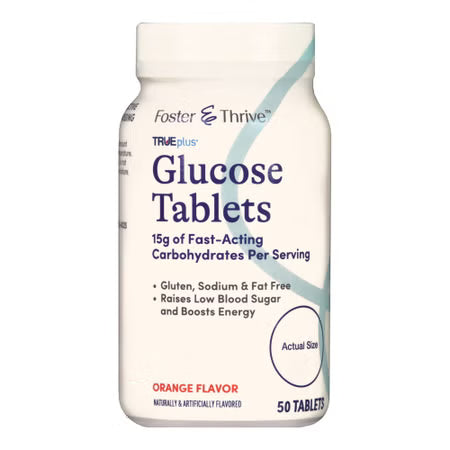 Foster & Thrive Glucose Tablets, Orange - 50 Count