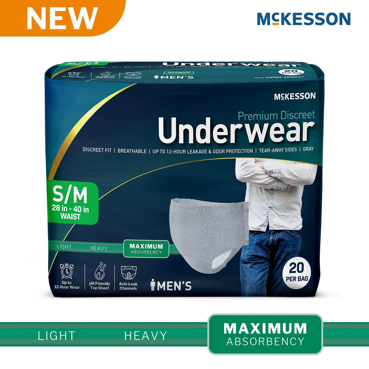 Absorbent Underwear McKesson Premium Discreet Maximum Pull On with Tear Away Seams Adult X-Large Female Disposable Heavy Absorbency