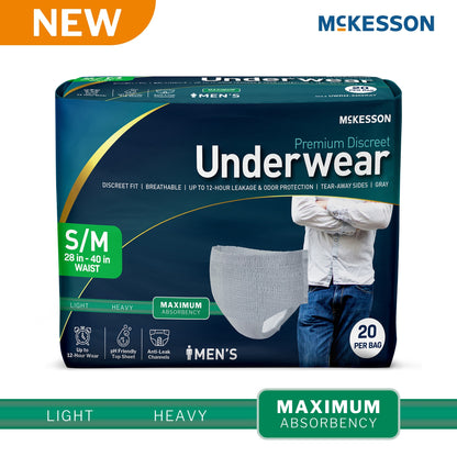 Absorbent Underwear McKesson Premium Discreet Maximum Pull On with Tear Away Seams Adult X-Large Female Disposable Heavy Absorbency