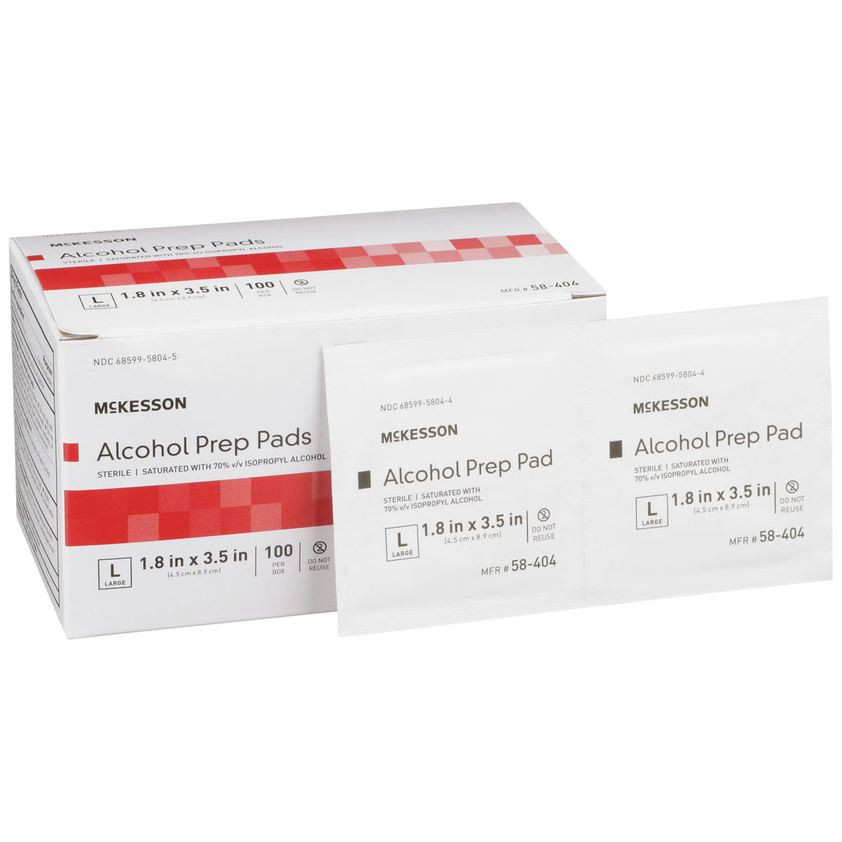 McKesson Alcohol Prep Pad 70% Isopropyl, Large, Sterile, 100 per Box