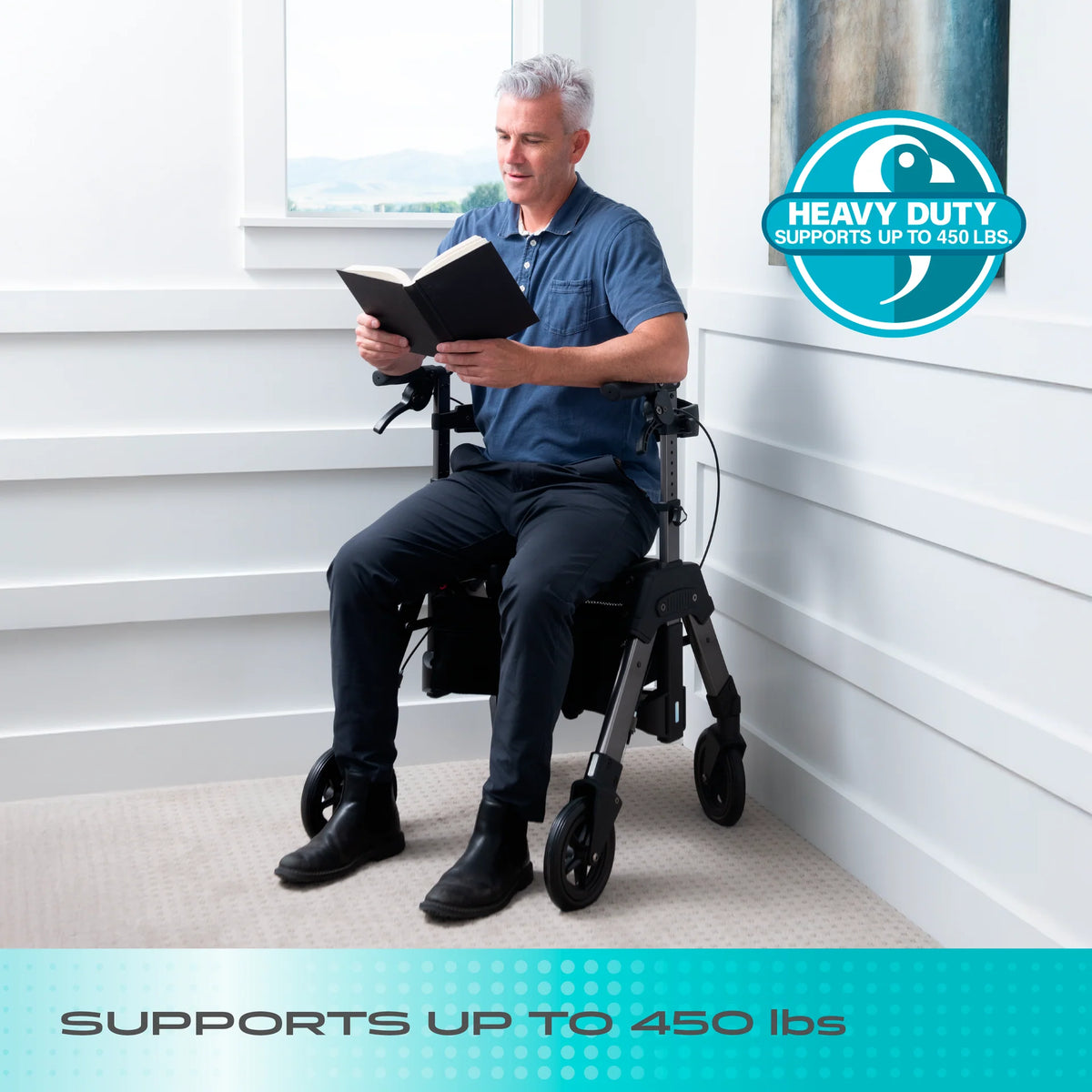 Stander Wonder Rollator HD (Heavy Duty) - Black Walnut / Regal Rose